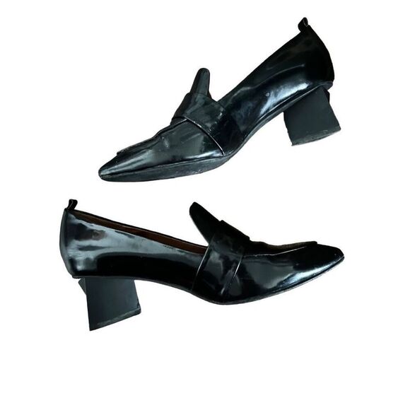 Jeffrey Campbell Women’s 7.5 LOCKLYN Black Patent Leather Heeled Loafers - Picture 5 of 9